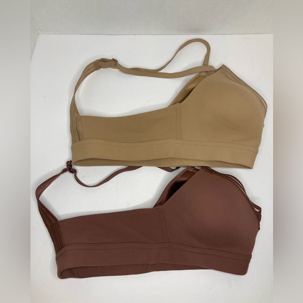Lot Of 2 Athleta Size XS Sports Bra Medium Support Yoga Training Brown Tan - Picture 6 of 6